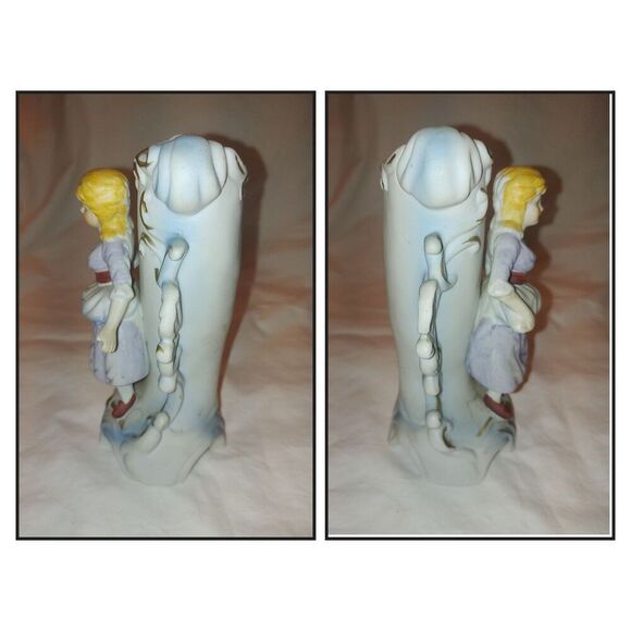 Vintage Set Of Porcelain Ceramic Victorian Boy & Girl Vases - Picture 11 of 11
